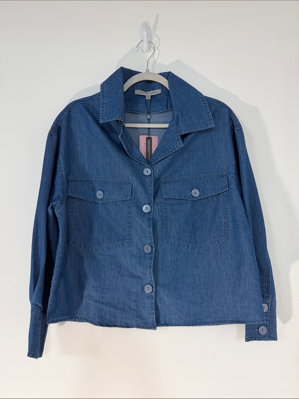 Denim Button-Front Jacket - Blue soft